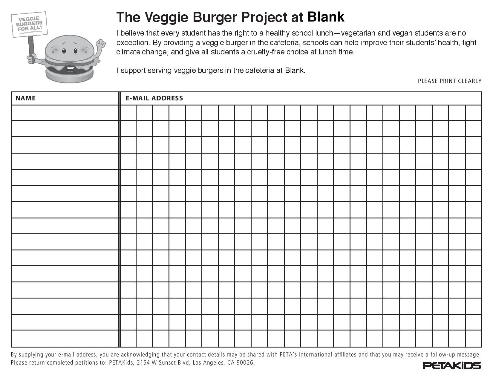 Veggie Burger Petition