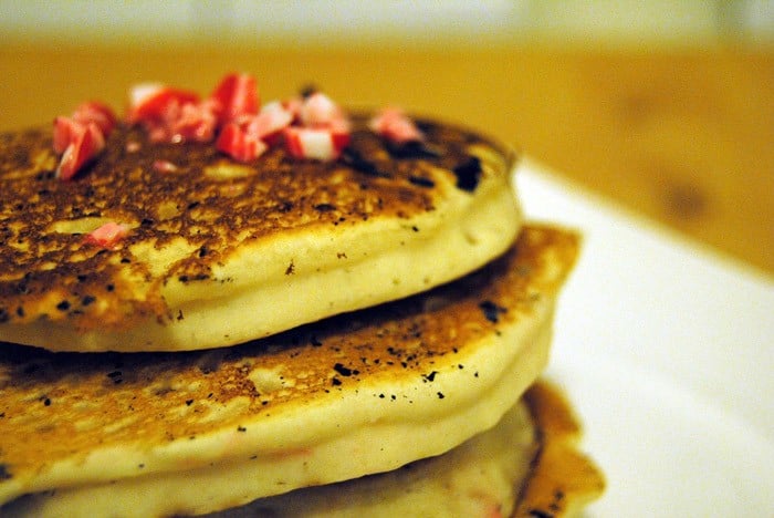 Vegan Peppermint Eggnog Pancakes