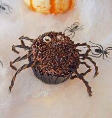 halloween vegan chocolate spider cupcake