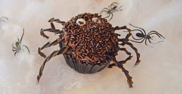 halloween vegan chocolate spider cupcake