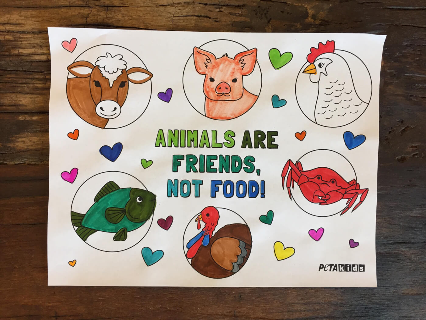 Animals Are Friends, Not Food' Coloring Sheet | PETA Kids