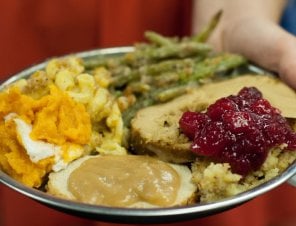 vegan holiday dinner on a plate