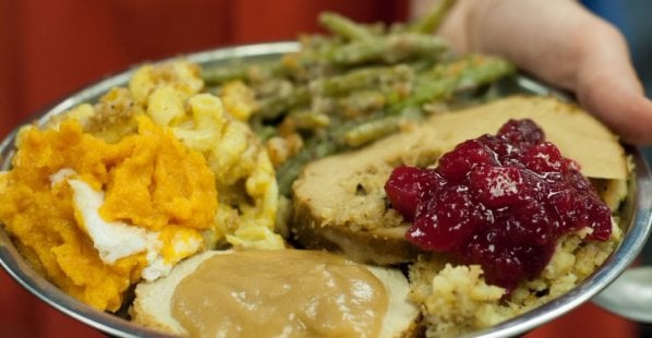 vegan holiday dinner on a plate