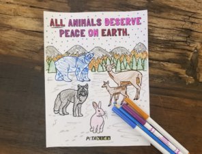 ‘All Animals Deserve Peace on Earth’ Coloring Sheet