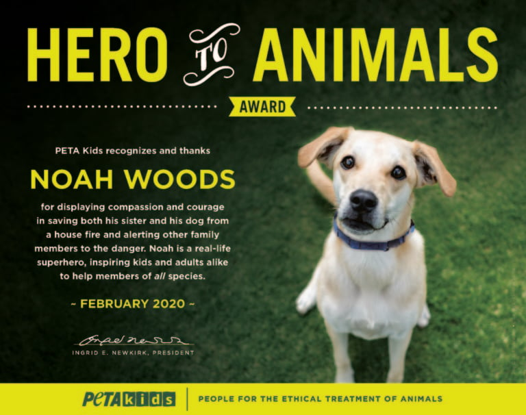 5-Year-Old Noah Woods Bravely Saves Dog From Fire | PETA