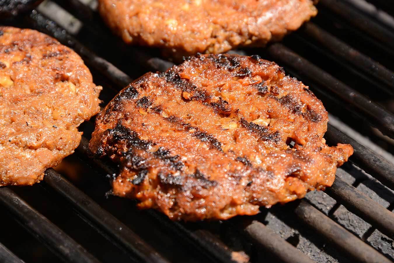 vegan burgers on the grill