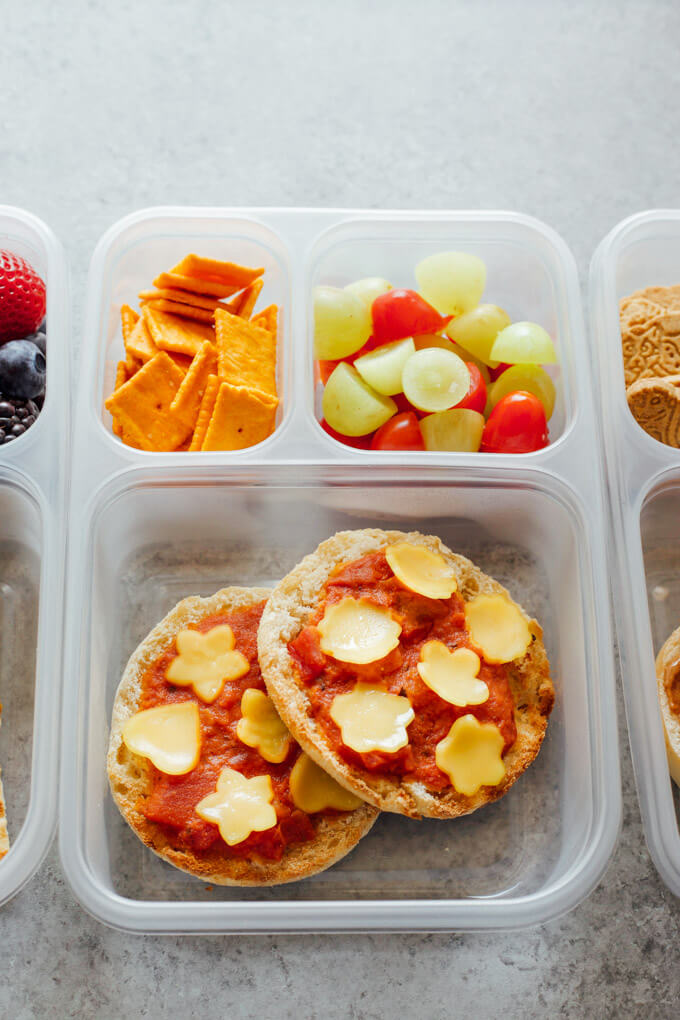 vegan bento box pizza muffins