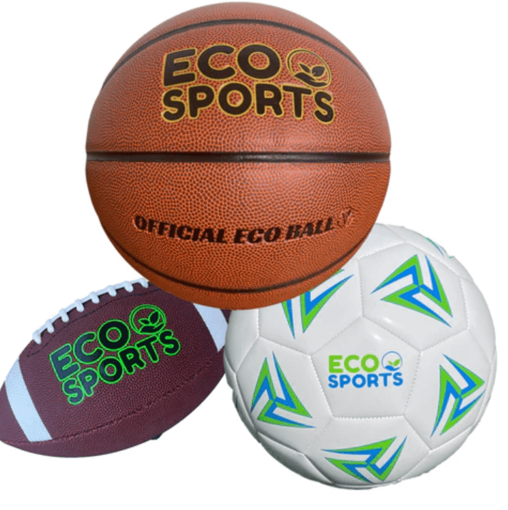 Eco Sports balls- basketball, football, and soccer ball